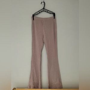 Light pink waffle flare pants